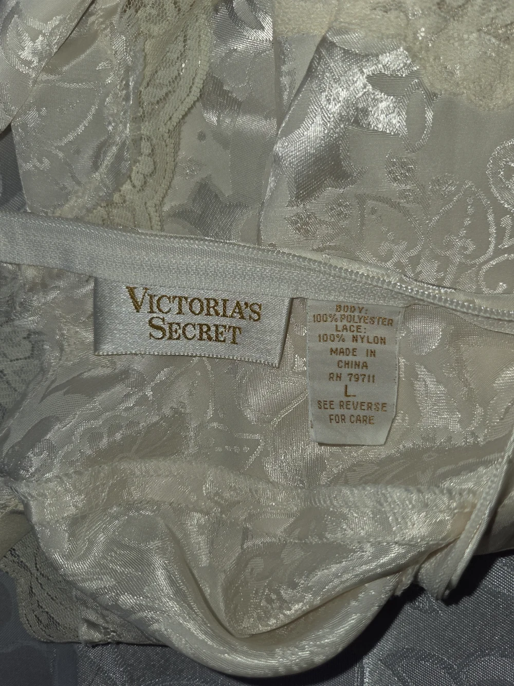 Victoria's Secret Ivory Satin Jacquard  Bodysuit